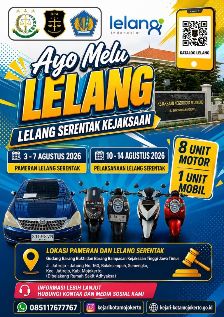 Kejari Kota Mojokerto Gelar Lelang Serentak, Sembilan Kendaraan Bermotor Ditawarkan
